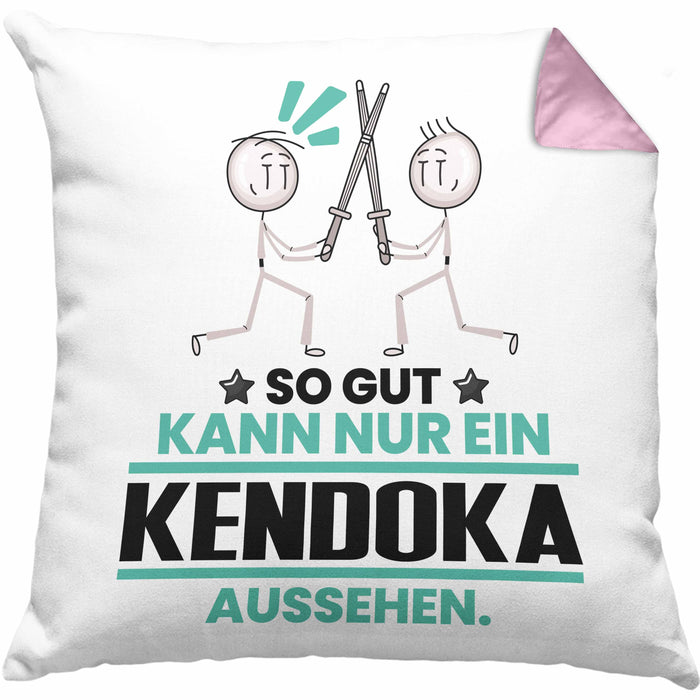 Kendoka Geschenk Kissen mit Füllung 40x40 So Gut Kann Nur Ein Kendoka Aussehen Geschenkidee (Grau) Rosa Trendation