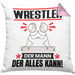 Wrestler Kissen mit Füllung 40x40 Geschenk für Wrestler Der Mann Der Alles Kann Geschenkidee zum Geburtstag (Grau) Rosa Trendation