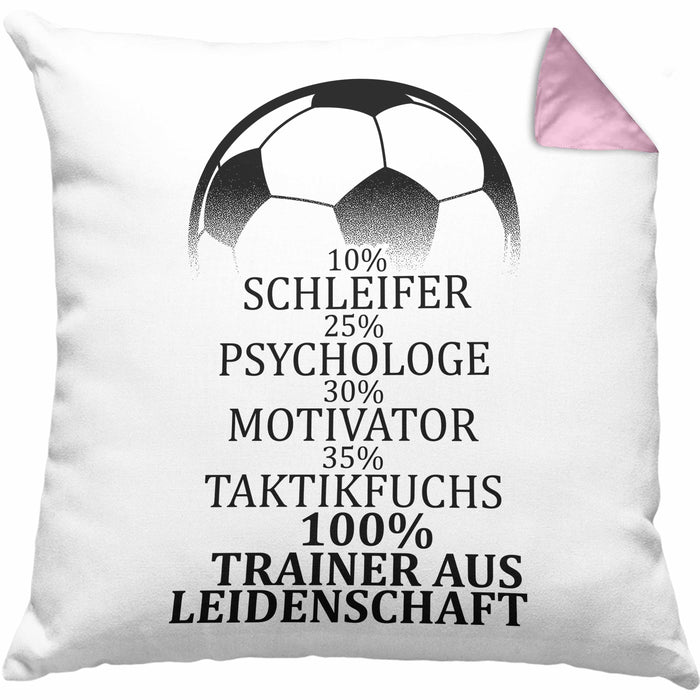Fußballtrainer Kissen mit Füllung 40x40 Spruch Trainer Aus Leidenschaft Fußballcoach (Grau) Rosa Trendation