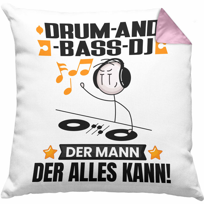 Drum-and-Bass-DJ Kissen mit Füllung 40x40 Geschenk für Drum-and-Bass-DJ Der Mann Der Alles Kann Geschenkidee zum Geburtstag (Grau) Rosa Trendation