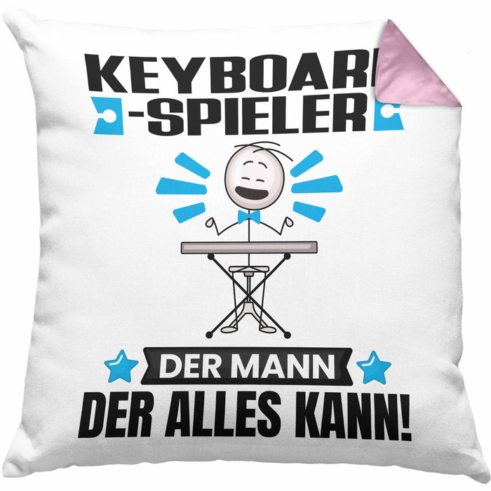 Keyboard-Spieler Kissen mit Füllung 40x40 Geschenk für Keyboard-Spieler Der Mann Der Alles Kann Geschenkidee zum Geburtstag (Grau) Rosa Trendation