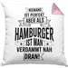 Hamburg Kissen mit Füllung 40x40 Fan Hamburger Geschenkidee Spruch Niemand Ist Perfekt Aber Als Hamburger Ist Man Verdammt Nah Dran (Grau) Rosa Trendation