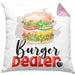 Burger Dealer Kissen mit Füllung 40x40 Geschenk für Besten Burgerverkäufer Geburtstag Spruch Geschenkidee (Grau) Rosa Trendation