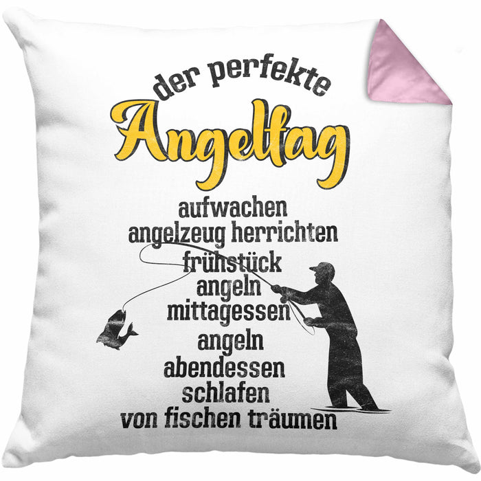 Kissen mit Füllung 40x40 für Angler Geschenk für Fischer Geschenkidee (Grau) Rosa Trendation
