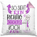 Koch Kissen mit Füllung 40x40 Geschenk So Sieht Ein RIchtig Cooler Koch Aus Geschenkidee Lustiger Spruch Geburtstag (Grau) Rosa Trendation