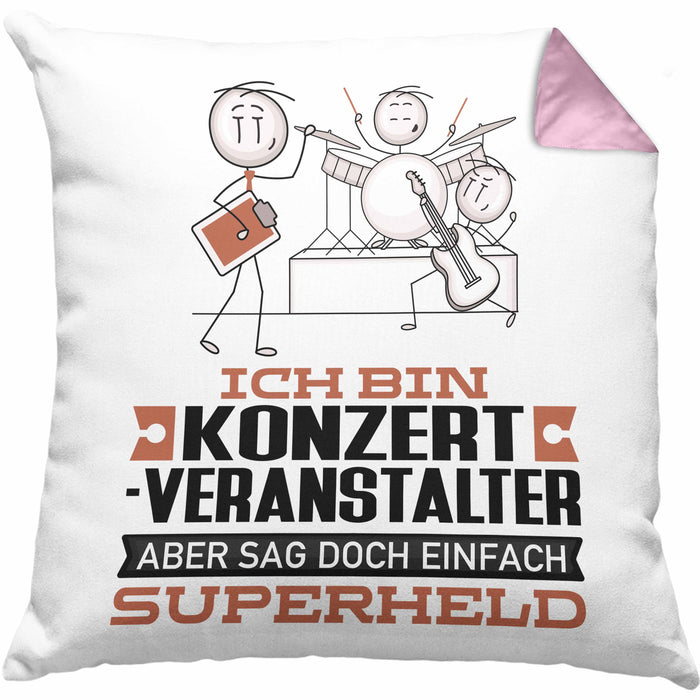 Konzertveranstalter Geschenk Kissen mit Füllung 40x40 Ich Bin Konzertveranstalter Aber Sag Doch Einfach Superheld Lustige Geschenkdiee für Konzertveranstalter (Grau) Rosa Trendation