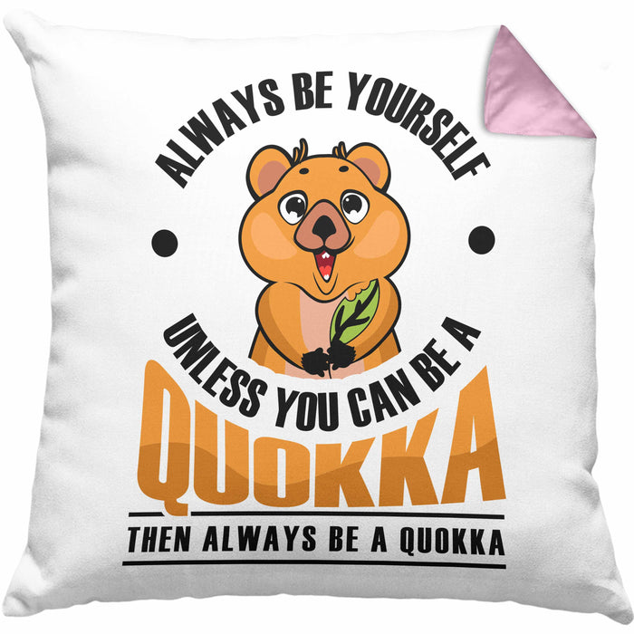 Lustige Kissen mit Füllung 40x40 Quokka-Motiv Geschenk für Quokka Liebhaber (Grau) Rosa Trendation