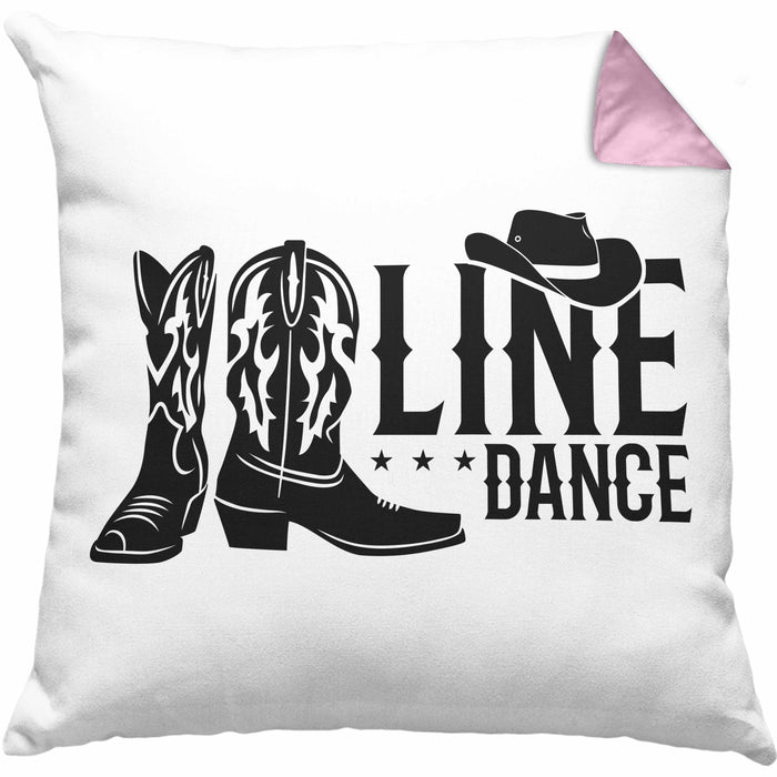 Line Dance Kissen mit Füllung 40x40 Geschenk Spruch Linedance KafffeeKissen mit Füllung 40x40 Spruch (Grau) Rosa Trendation