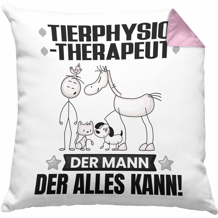 Tierphysiotherapeut Kissen mit Füllung 40x40 Geschenk für Tierphysiotherapeut Der Mann Der Alles Kann Geschenkidee zum Geburtstag (Grau) Rosa Trendation