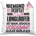 Langläufer Geschenk Kissen mit Füllung 40x40 Lustige Geschenkidee für Langläufer Geburtstag Niemand Ist Perfekt Aber Als Langläufer Ist Man Nah Dran (Grau) Rosa Trendation