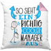Manager Kissen mit Füllung 40x40 Geschenk So Sieht Ein RIchtig Cooler Manager Aus Geschenkidee Lustiger Spruch Geburtstag (Grau) Rosa Trendation