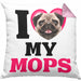 Mops Besitzerin Kissen mit Füllung 40x40 Geschenk Lustiger Spruch Geschenkidee I Love My Mops (Grau) Rosa Trendation