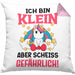 Klein Aber Sch Gefährlich Lustige Einhorn Kissen mit Füllung 40x40 mit Spruch Geschenkidee Einhornfans (Grau) Rosa Trendation