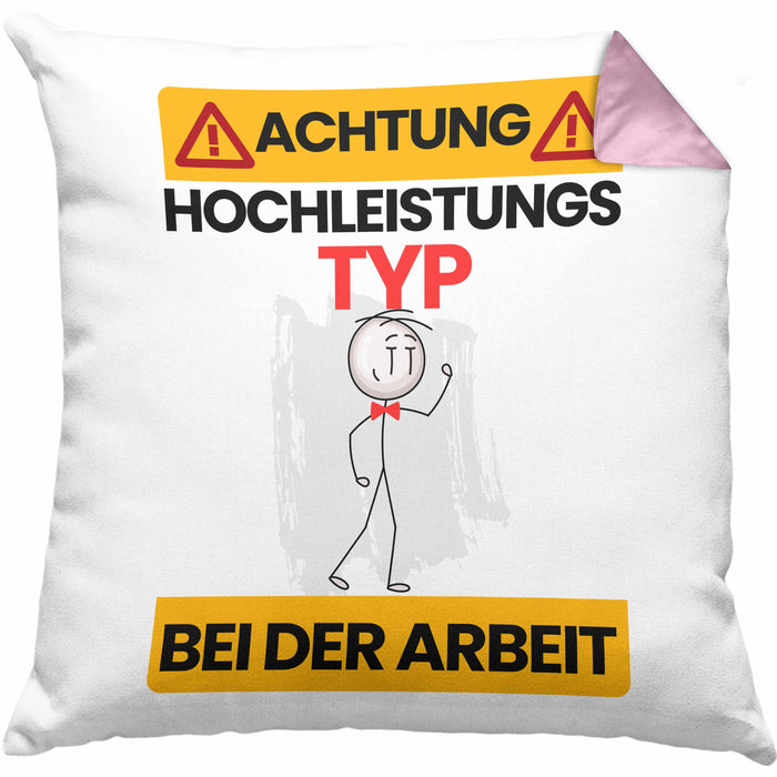 Typ Kissen mit Füllung 40x40 Geschenk Lustiger Spruch Geschenkidee für Typ Achtung Hochleistungs Typ Bei Der Arbeit (Grau) Rosa Trendation
