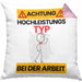 Typ Kissen mit Füllung 40x40 Geschenk Lustiger Spruch Geschenkidee für Typ Achtung Hochleistungs Typ Bei Der Arbeit (Grau) Rosa Trendation