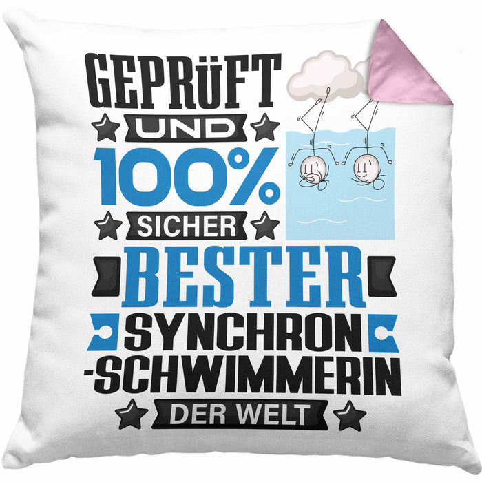 Synchronschwimmerin Geschenk Lustiger Spruch für Synchronschwimmerin Geschenkidee Bester Synchronschwimmerin Der WeltKissen mit Füllung 40x40 (Grau) Rosa Trendation