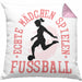 Mädchen Fußball Kissen mit Füllung 40x40 Geschenk Echte Mädchen Spielen Fußball Frauen-Fussball (Grau) Rosa Trendation