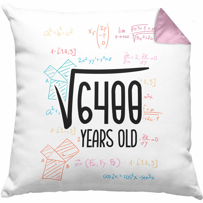 80er Geburtstag Kissen mit Füllung 40x40 Lustige Geschenkidee zum 80. Geburtstag "Wurzel Aus 6400" (Grau) Rosa Trendation
