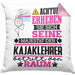 Kajaklehrer Geschenk Kissen mit Füllung 40x40 Lustiger Spruch Erheben Sie Sich Der Kajaklehrer Betritt den Raum (Grau) Rosa Trendation
