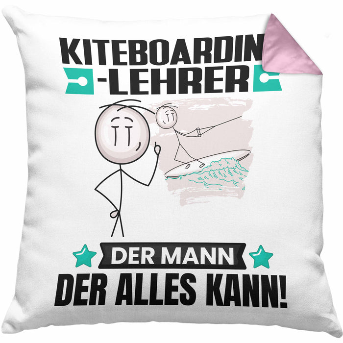Kiteboarding-Lehrer Kissen mit Füllung 40x40 Geschenk für Kiteboarding-Lehrer Der Mann Der Alles Kann Geschenkidee zum Geburtstag (Grau) Rosa Trendation