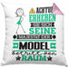 Model Geschenk Kissen mit Füllung 40x40 Lustiger Spruch Erheben Sie Sich Der Model Betritt den Raum (Grau) Rosa Trendation