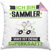 Sammler Kissen mit Füllung 40x40 Geschenk für Sammler Geburtstag Lustiger Spruch Was Ist Deine Superkraft (Grau) Rosa Trendation