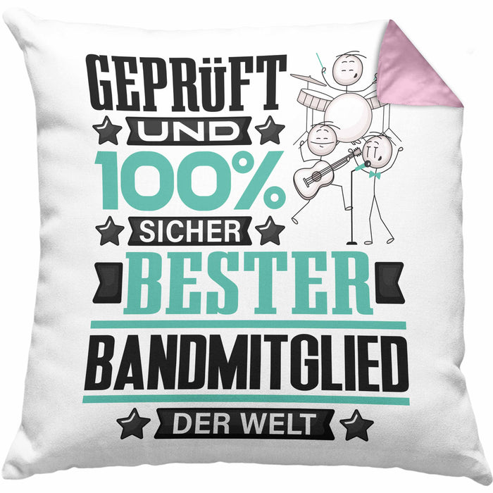 Bandmitglied Geschenk Lustiger Spruch für Bandmitglied Geschenkidee Bester Bandmitglied Der WeltKissen mit Füllung 40x40 (Grau) Rosa Trendation