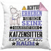 Katzensitter Geschenk Kissen mit Füllung 40x40 Lustiger Spruch Erheben Sie Sich Der Katzensitter Betritt den Raum (Grau) Rosa Trendation