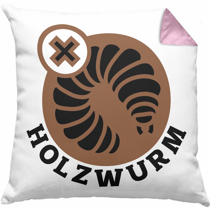 Holzwurm Kreissäge Kissen mit Füllung 40x40 Geschenk Holzarbeiter Geschenkidee Schreiner (Grau) Rosa Trendation