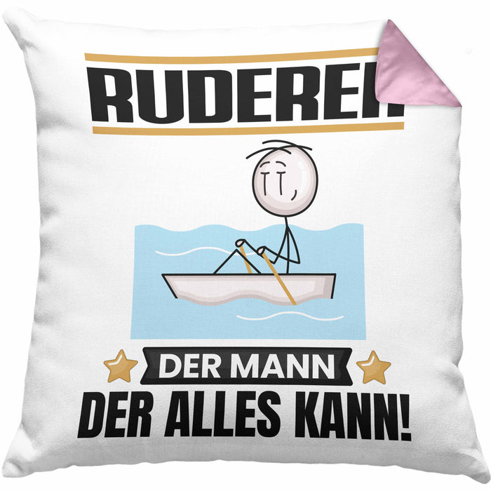 Ruderer Kissen mit Füllung 40x40 Geschenk für Ruderer Der Mann Der Alles Kann Geschenkidee zum Geburtstag (Grau) Rosa Trendation