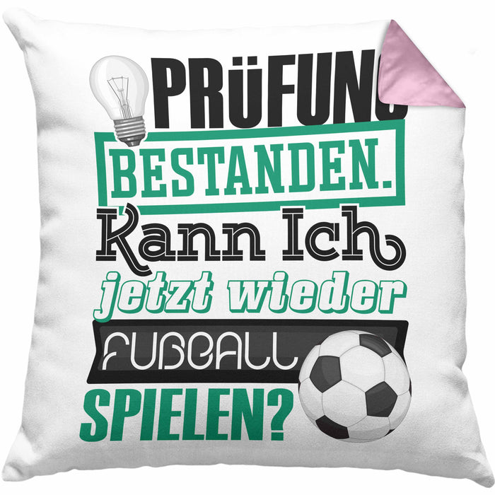 Bachelor Master Prüfung Bestanden Geschenk Kissen mit Füllung 40x40 Studium Prüfung Bestanden Kann Ich Jetzt Wieder Fußball Spielen Fußballer Geschenkidee (Grau) Rosa Trendation