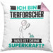 Tierforscher Kissen mit Füllung 40x40 Geschenk für Tierforscher Geburtstag Lustiger Spruch Was Ist Deine Superkraft (Grau) Rosa Trendation
