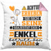 Enkel Geschenk Kissen mit Füllung 40x40 Lustiger Spruch Erheben Sie Sich Der Enkel Betritt den Raum (Grau) Rosa Trendation