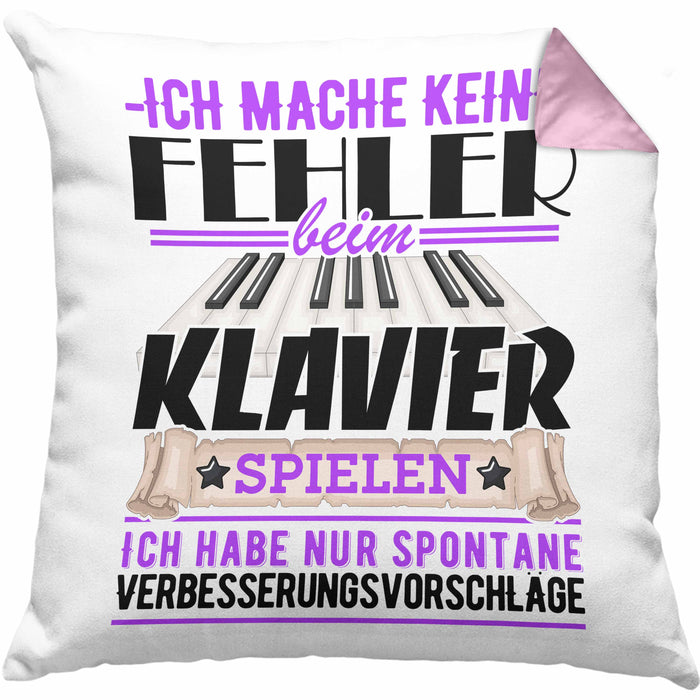 Klavier-Spieler Kissen mit Füllung 40x40 Geschenk Piano Ich Mache Keine Fehler (Grau) Rosa Trendation