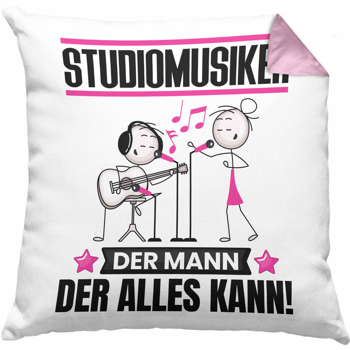 Studiomusiker Kissen mit Füllung 40x40 Geschenk für Studiomusiker Der Mann Der Alles Kann Geschenkidee zum Geburtstag (Grau) Rosa Trendation