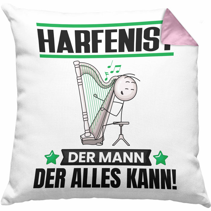 Harfenist Kissen mit Füllung 40x40 Geschenk für Harfenist Der Mann Der Alles Kann Geschenkidee zum Geburtstag (Grau) Rosa Trendation