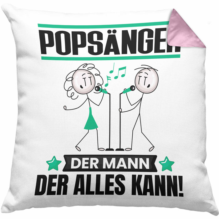 Popsänger Kissen mit Füllung 40x40 Geschenk für Popsänger Der Mann Der Alles Kann Geschenkidee zum Geburtstag (Grau) Rosa Trendation