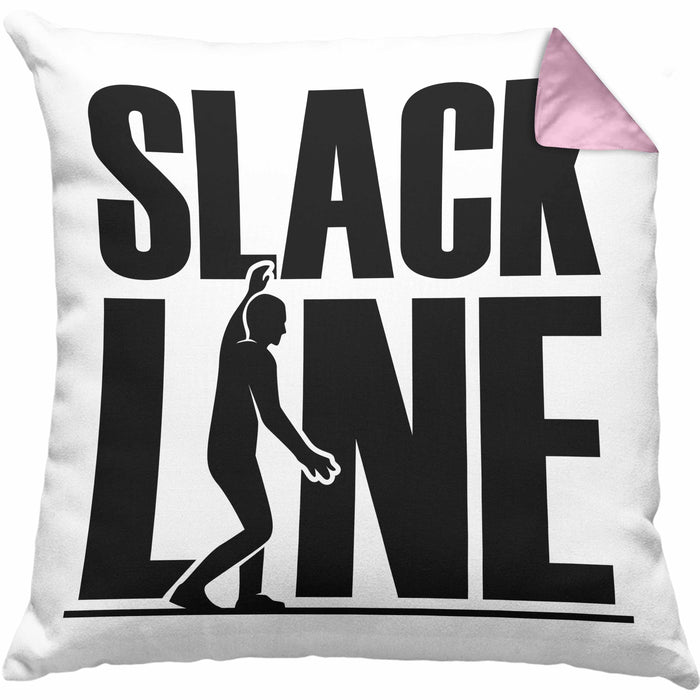 Lustige Kissen mit Füllung 40x40 für Slackliner Geschenk Slackline (Grau) Rosa Trendation