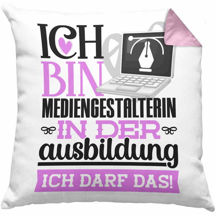 Mediengestalterin Ausbildung Start Geschenk Kissen mit Füllung 40x40 Ich Bin Mediengestalterin In Der Ausbildung Ich Darf Das Geschenkidee (Grau) Rosa Trendation