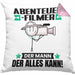 Abenteuerfilmer Kissen mit Füllung 40x40 Geschenk für Abenteuerfilmer Der Mann Der Alles Kann Geschenkidee zum Geburtstag (Grau) Rosa Trendation