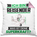 Reisender Kissen mit Füllung 40x40 Geschenk für Reisender Geburtstag Lustiger Spruch Was Ist Deine Superkraft (Grau) Rosa Trendation