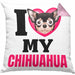 Chihuahua Besitzerin Kissen mit Füllung 40x40 Geschenk Lustiger Spruch Geschenkidee I Love My Chihuahua (Grau) Rosa Trendation