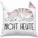 Katze Mittelfinger Kissen mit Füllung 40x40 Geschenk Muffel Nicht Heute Kollegin Frauen (Grau) Rosa Trendation