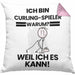 Curling-Spieler Geschenk Kissen mit Füllung 40x40 Lustiger Spruch Ich Bin Curling-Spieler Warum Weil Ich Es Kann Geschenkidee Bester Curling-Spieler Geburtstag (Grau) Rosa Trendation