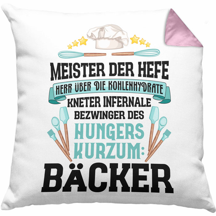 Bäcker Kissen mit Füllung 40x40 mit Spruch Geschenkidee Bäckerin Geschenk Männer Frauen (Grau) Rosa Trendation