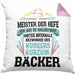 Bäcker Kissen mit Füllung 40x40 mit Spruch Geschenkidee Bäckerin Geschenk Männer Frauen (Grau) Rosa Trendation