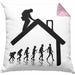 Dachdecker Geschenk Kissen mit Füllung 40x40 Evolution Geschenkidee Spruch (Grau) Rosa Trendation