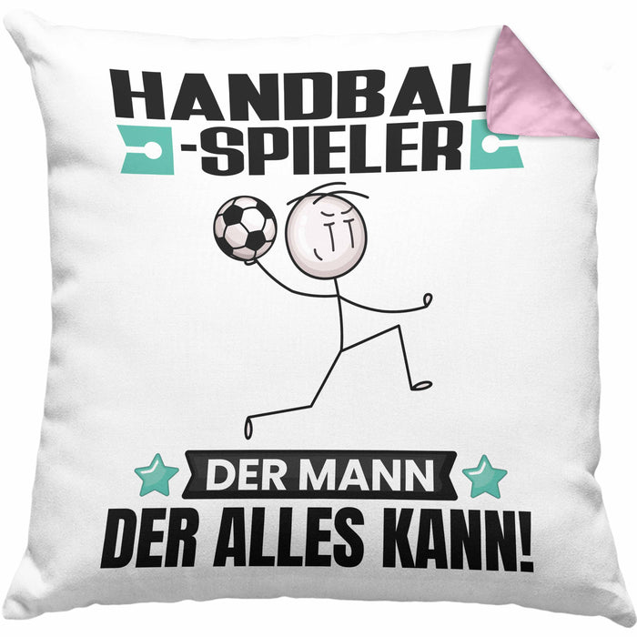 Handballspieler Kissen mit Füllung 40x40 Geschenk für Handballspieler Der Mann Der Alles Kann Geschenkidee zum Geburtstag (Grau) Rosa Trendation