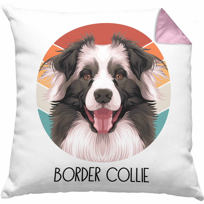 Border Collies Besitzer Kissen mit Füllung 40x40 Geschenk Lustiger Spruch Geschenkidee Border Collies Mama Papa (Grau) Rosa Trendation