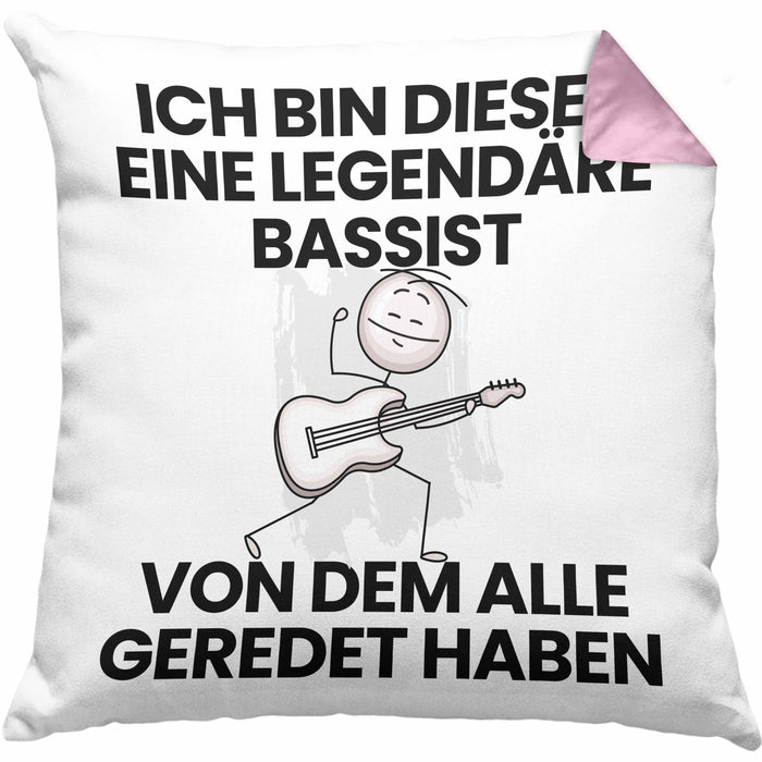 Bassist Geschenk Kissen mit Füllung 40x40 Lustige Geschenkidee Geburtstag für Bassist Ich Bin Dieser Legendäre Bassist Von Dem Alle Geredet Haben (Grau) Rosa Trendation